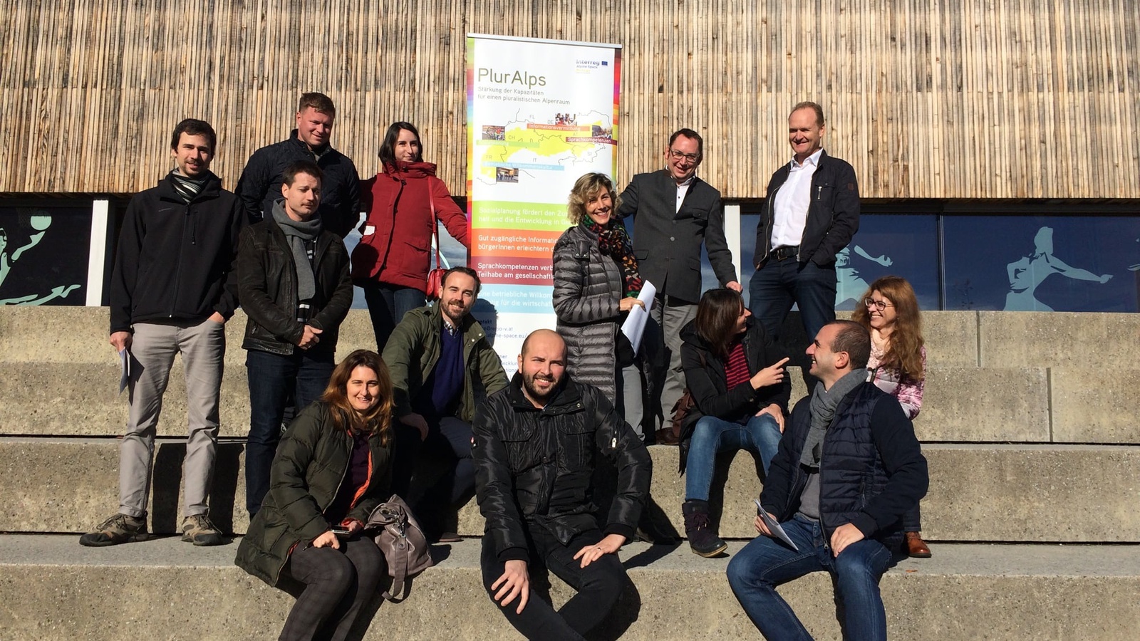 Die Interact-Gruppe in Doren, wo die Projekte PlurAlps und "Ich als Kind" vorgestellt wurden.
