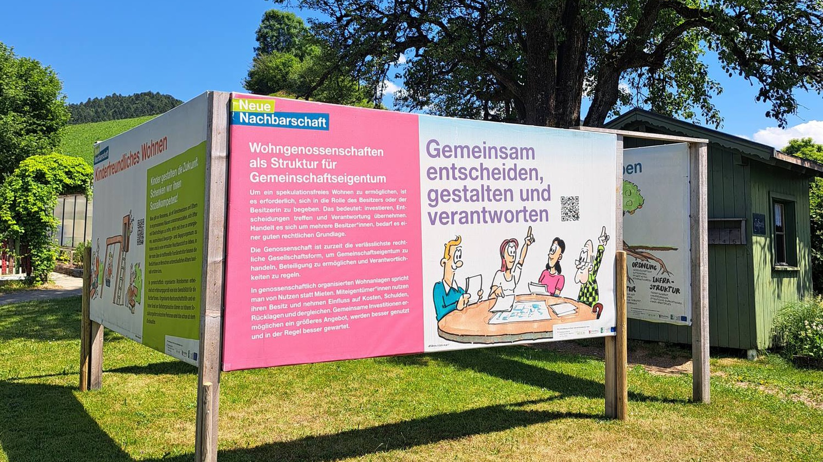 Die Wanderausstellung der Regio-V zum gemeinschaftlichen Bauen und Wohnen ist derzeit in Langenegg zu sehen. Sie steht für weitere Aufstellungsorte zur Verfügung.