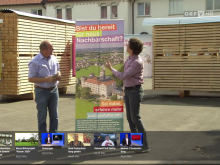 Franz Rüf (links) und Peter Steurer erklären das Vorhaben Kloster3000 im ORF-Fernsehbeitrag.